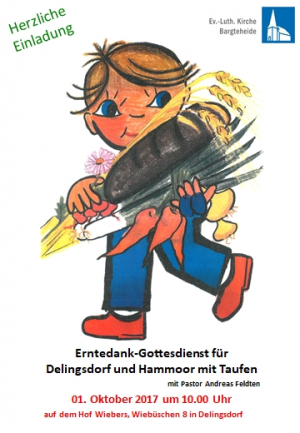 Einladung zum Erntedankgottesdienst